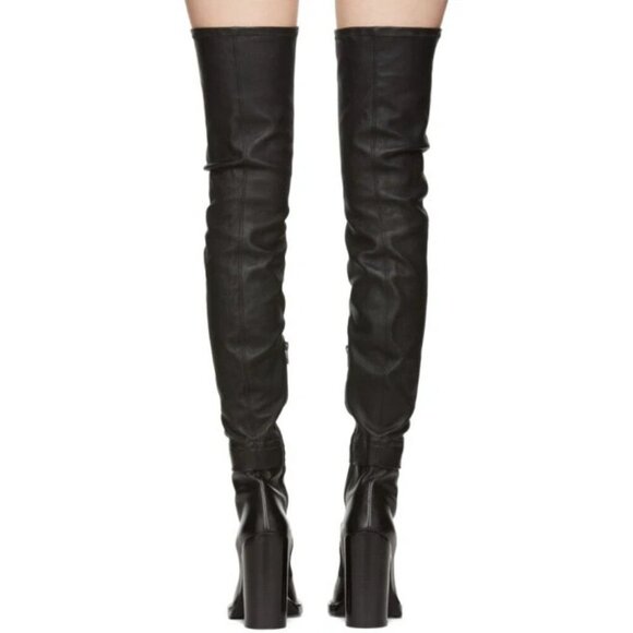 Ann Demeulemeester Over The Knee Stretch Leather Boots 35 5 Black - Picture 12 of 14